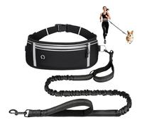 OFFCUP Hands Free Dog Lead, Dog Running Lead with 2 Handle and Reflective Adjustable Waist Walking Belt, Elastic Dog Leash for Jogging Hiking Canicross Training for Small Medium Dogs