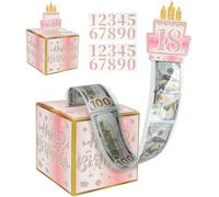 OFFCUP Happy Birthday Money Box Cash Gift, Pull Surprise Money Gift Box for Any Age, Fun Birthday Money Gift Box for Boys Teens Girls Men Women Birthday Parties (Pink)