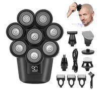 OFFCUP Head Shavers for Men, 5 in 1 Bald Men's Head Shaver with 8D Rotating Heads, IPX6 Waterproof Electric Bald Razo, LED Display Rechargeable Shaver Grooming Set