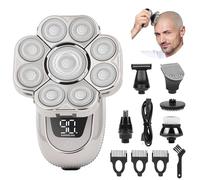 OFFCUP Head Shavers for Men, 6 in 1 Bald Upgraded Men's Head Shaver with 9D Rotating Heads, IPX6 Waterproof Electric Bald Razo, LED Display Rechargeable Shaver Grooming Set