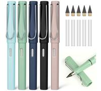 OFFCUP Infinity Pencil, 5pcs Reusable Inkless Pencil Set with Eraser and Replacement Nibs for Writing, Drawing, Students and Home Office (Light Color)