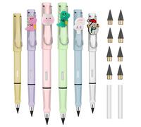OFFCUP Infinity Pencil, 6pcs Reusable Inkless Pencil Set with Eraser and Replacement Nibs, Ideal for Writing, Drawing, Students and Home Office (Cartoon)