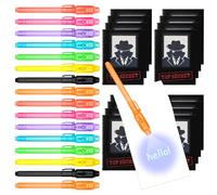 OFFCUP Invisible Ink Spy Pen Set - 16pcs Magic Marker with UV Light and Pouch for Detective Theme Writing Secret Messages - Kids Party Bag Fillers with Book