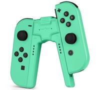 OFFCUP Joy Con Charging Grip Handle for Nintendo Switch/OLED, Joystick Charging Comfort V-Shaped Game Grip Controller with Battery Indicators, High Speed for Charger Grip USB Type-C Cable (Green)