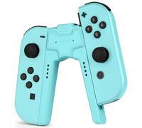 OFFCUP Joy Con Charging Grip Handle for Nintendo Switch/OLED, Joystick Charging Comfort V-Shaped Game Grip Controller with Battery Indicators, High Speed for Charger Grip USB Type-C Cable (Blue)