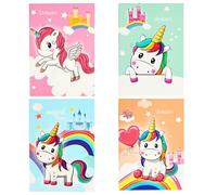 OFFCUP Kids Diary, 4PCS Unicorn A5 Notebook, Lined Page Journal Pocket Notepad Unicorn Gift, Cute Children’s Stationery for Birthday Party Home School Classroom Prize Loot Favour Children's Day Gifts