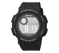 OFFCUP Kids Digital Watch, 30m Waterproof Sports Toddler Watch, PU Band Children's Wrist Watches, Cute LED Electrical Watches for Girls Boys Age 3-11 Indoor and Outdoor (Black-Round)