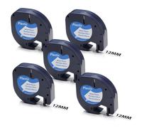 OFFCUP Label Tape Compatible for Dymo Letratag Tape, 5pcs 12mm x 4m Label Maker Tape, Self-Adhesive Multipurpose Labels for Dymo Letratag LT-110T LT-100H LT-100T QX50 XR XM 2000 1201 S0721610 (Blue)