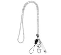 OFFCUP Lanyard Neck Strap, Crystal Lanyard, Badge Lanyards Keyring with Lobster Clasp Detachable Lanyards Bling Retractable ID Badge Holder for ID Badge Holder Keys Phone (Silver)
