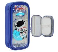 OFFCUP Large Capacity Pencil Case, Waterproof PVC Pencil Pouch, Quicksand Pen Bag Built-in Colored Sand Sequins, Portable Stationery Organizer School Supplies for Girls Boys Students (Astronaut)