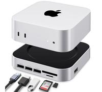 OFFCUP Mac Mini M4 Dock with 10Gbps NVMe SSD Enclosure (Up to 4TB), USB C Hub with 6 USB 3.2 10Gbps, SD/TF, Dual-Channel Dual Full-Speed Dock & Stand for Apple Mac Mini M4