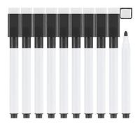 OFFCUP Magnetic Dry Erase Markers, 10pcs Whiteboard Pens with Eraser Cap, Fine Tip for Kids (Black)