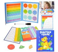 OFFCUP Magnetic Fraction Puzzle - Educational Math Montessori Fraction Manipulatives Magnetic Fraction Tiles & Fraction Circles Set Preschool to Elementary School(Giraffe