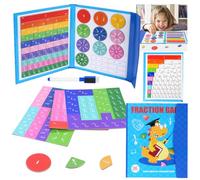 OFFCUP Magnetic Fraction Puzzle for Kids- Educational Math Montessori Fraction Manipulatives Magnetic Fraction Tiles & Fraction Circles Set for Kids Preschool to Elementary School（Dinosaur）