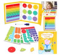 OFFCUP Magnetic Fraction Puzzle for Kids- Educational Math Montessori Fraction Manipulatives Magnetic Fraction Tiles & Fraction Circles Set for Kids Preschool to Elementary School(Hippopotamus)