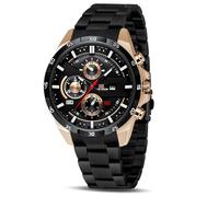 OFFCUP Mens Watches, 50MM Stainless Steel Watch, Waterproof Analog Quartz Watch with Automatic Date, Business Casual Fashion Multi-Function Dial Men's Wrist Watches