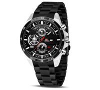 OFFCUP Mens Watches, 50MM Stainless Steel Watch, Waterproof Analog Quartz Watch with Automatic Date, Business Casual Fashion Multi-Function Dial Men's Wrist Watches