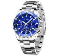 OFFCUP Mens Watches, 50MM Stainless Steel Watch, Waterproof Analog Quartz Watch with Automatic Date, Business Casual Fashion Multi-Function Dial Men's Wrist Watches