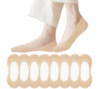 OFFCUP No Show Socks Women, 8 Pairs Ladies Invisible Sock, Non Slip Ultra Low Cut Liner Boat Loafer Sock, Cotton Breathable Footsies Shoe Socks for Loafers Flats Pumps Trainers UK 4.5-7 (Skin)