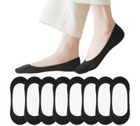 OFFCUP No Show Socks Women, 8 Pairs Ladies Invisible Sock, Non Slip Ultra Low Cut Liner Boat Loafer Sock, Cotton Breathable Footsies Shoe Socks for Loafers Flats Pumps Trainers UK 4.5-7 (Black)