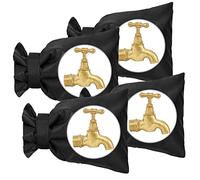 OFFCUP Outside Tap Covers for Winter, 4pcs Thickened Outdoor Tap Cover, Large Insulated Protector Outdoor Faucet Covers for Winter from Freezing Bursting (Black)