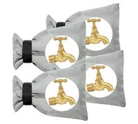 OFFCUP Outside Tap Covers for Winter, 4pcs Thickened Outdoor Tap Cover, Large Outdoor Tap Cover Large Insulated Protector Outdoor Faucet Covers for Winter from Freezing Bursting (Grey)