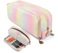 OFFCUP Pencil Case for Large Capacity, Color Stationery Pencils Case Bag, Durable Shell Pen Maker Pencil Pouch, 3 Compartment Multifunctional Pencils Bag for School OfficeTravel Makeup Bags