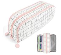 OFFCUP Pencil Case for Large Capacity, Cute Stationery Pencils Case Bag, Durable Shell Pen Maker Pencil Pouch, 3 Compartment Multifunctional Pencils Bag for School OfficeTravel Makeup Bags