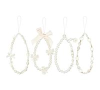 OFFCUP Phone Charm, 4PCS Pearl Beaded Charms Lanyard, Anti- Lost Charm Wrist Strap Phone Lanyard Wrist Strap Keychain for Wallet Handbag Camera Cell Decoration