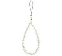 OFFCUP Phone Charm, Natural Crystal Beaded Charms Lanyard, Anti- Lost Charm Wrist Strap Phone Lanyard Wrist Strap Keychain for Wallet Handbag Camera Cell Decoration (White)