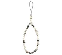 OFFCUP Phone Charm, Natural Crystal Beaded Charms Lanyard, Anti- Lost Charm Wrist Strap Phone Lanyard Wrist Strap Keychain for Wallet Handbag Camera Cell Decoration (Black)