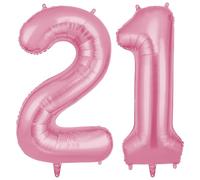 OFFCUP Pink Number 21 Balloons, 40 Inch Large Foil Number 2 & 1 Balloons, Self Inflating 21th Birthday Balloon for 21 Year Boys Girls Men Women Anniversary Birthday Party Decorations Supplies