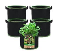 OFFCUP Plant Grow Bags, 5 Pack 7 Gallon Growing Bags with Handles, Heavy Duty Thickened Fabric Pots, Planter Container for Vegetables Flowers Herbs Potato Tomato Carrot Strawberry, Black