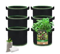 OFFCUP Plant Grow Bags, 6 Pack 3 Gallon Planter Bags with 100 Seedling Bag