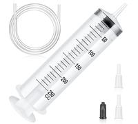 OFFCUP Plastic Syringes, 250ml No Needle Syringe, Liquid Measuring Syringe with Transparent Catheter for Refilling and Measuring Liquids, Scientific Labs Experiment, Feeding Pets (No Needle)