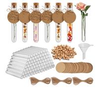 OFFCUP Plastic Test Tubes, 100pcs Test Tubes with Cork Stoppers, 16 x 100mm Clear Test Bottle,Test Tubes With Lids for DIY Craft, Laboratory, Candy, Birthday Party.