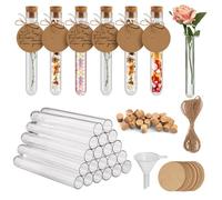 OFFCUP Plastic Test Tubes, 20pcs Test Tubes with Cork Stoppers, 16 x 100mm Clear Test Bottle,Test Tubes With Lids for DIY Craft, Laboratory, Candy, Birthday Party.