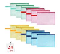 OFFCUP Plastic Wallets, 12PCS A6 Zip Lock Bags Document Wallet File