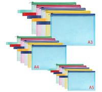 OFFCUP Plastic Wallets, 15PCS A3+A4+A5 Zip Lock Bags Document Wallet File Zipper Bags File Folder Document Folders Plastic Pockets Zipper File Wallet for School Office Homework Storage Bag Travel