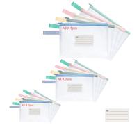 OFFCUP Plastic Wallets, 15PCS A3 A4 A5 Zip Lock Bags, Zipper Bags Mesh Document Wallet Document File Folder Plastic Pockets Zipper File Wallet with Label Pocket for School Office Home Travel (White)