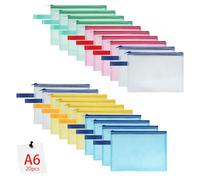 OFFCUP Plastic Wallets, 20PCS A6 Zip Lock Bags Document Wallet File Zipper Bags File Folder Document Folders Plastic Pockets Zipper File Wallet for School Office Homework Storage Bag Travel