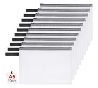 OFFCUP Plastic Wallets A5, 10PCS Zip Lock Bags Document Wallet File Zipper Bags File Folder Document Folders Plastic Pockets Zipper File Wallet for School Office Homework Storage Bag Travel