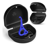 OFFCUP Retainer Case, Orthodontic Denture Box with 1pc Aligner Removal Tool, Braces Box with Magnetic Closure, Teeth Aligner Holder, Mouth Guard Case, False Teeth Container (Black)