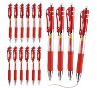 OFFCUP Rollerball Pens, 16pcs Retractable Ballpoint Pens, Gel Pens with Pocket Clip Liquid Ink Rollerball Pen Black ink Smooth Pens for Adult Writing Note Taking School & Office Supply (Red)