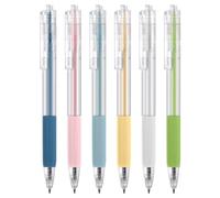 OFFCUP Rollerball Pens, 6pcs Retractable Ballpoint Pens, Gel Pens with Pocket Clip Liquid Ink Rollerball Pen Black ink Smooth Pens for Adult Writing Note Taking School & Office Supply (A)