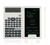 OFFCUP Scientific Calculator, Engineering Scientific Calculators with 5" LCD Writing Tablet and Pen, 2-Line Display 2 in 1 Standard Folding Calculator with 240 Functions for School Office (white)