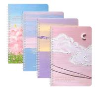 OFFCUP Wirebound 4 Pack Spiral Notebook, 120 Pages/ 60 Sheets Waterproof Notepad Cute Exercise Lined Paper Easy to Carry for Business Office School Travel(Clouds)