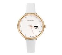 OFFCUP Women's Leather Quartz Watch, Leather Strap Ladies Watches, Analog Quartz with Watches Love Dial, 3 Hand Quartz Watch, Premium Fashion Wrist Watch for Women Ladies Girls (White)