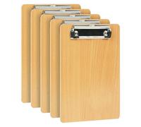 OFFCUP Wooden Clipboard, 5 Pack A5 Wood Hardboard with Black Metal Clip and Concealed Hanging Hole, Durable Artist Sketch Board Drawing Clipboard, A5 Clip Board Paper Board for School Office Business
