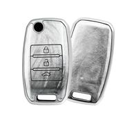 OFFCURVE Car Key Case Key Fob Cover Compatible with Kia Sportage, Rio, Sorento, Carens, Optima, Soul, Picanto, Forte, Ceed, Venga, Cadenza, K3, K5,Quicksand Silver
